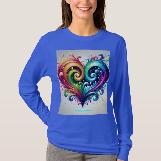 Rainbow Heart wervelende heldere kleuren T-shirt (Voorkant)