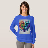Rainbow Heart wervelende heldere kleuren T-shirt (Voorkant volledig)