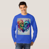 Rainbow Heart wervelende heldere kleuren T-shirt (Voorkant volledig)