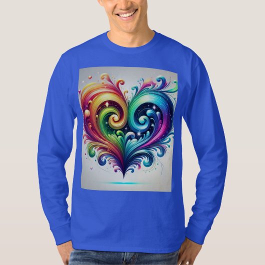 Rainbow Heart wervelende heldere kleuren T-shirt (Voorkant)