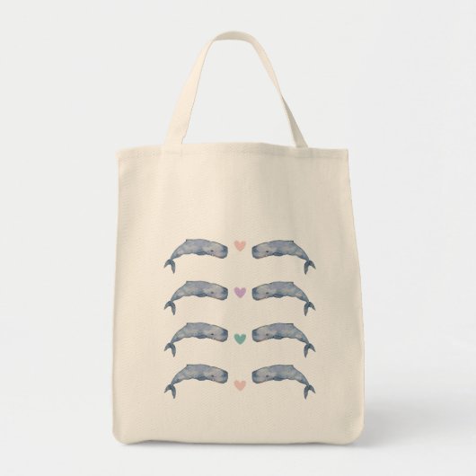 Rainbow Heart Whale Canvas tas (Voorkant)