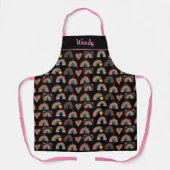 Rainbow Heart Whimsical Kleurrijk Dromerig Zwart Schort (Voorkant)