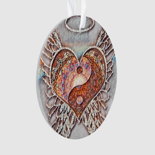 Rainbow Heart Yin Yang Ornament (voorkant)