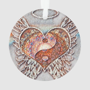 Rainbow Heart Yin Yang Ornament