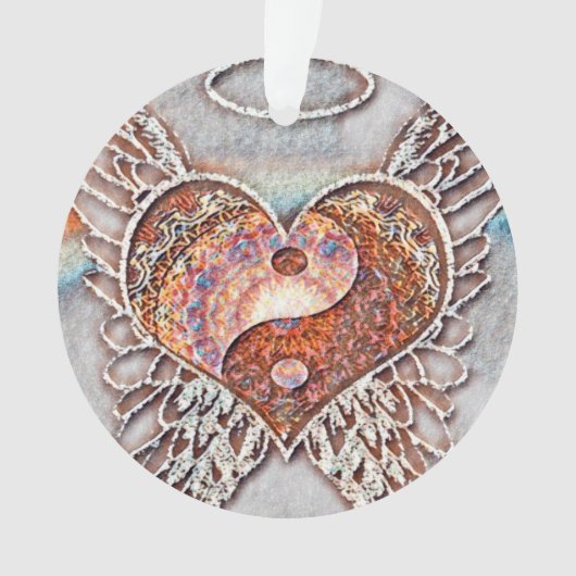 Rainbow Heart Yin Yang Ornament (voorkant)