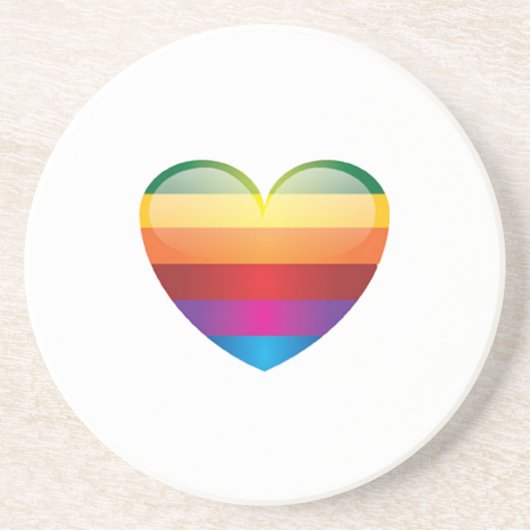 Rainbow Heart Zandsteen Onderzetter (Voorkant)