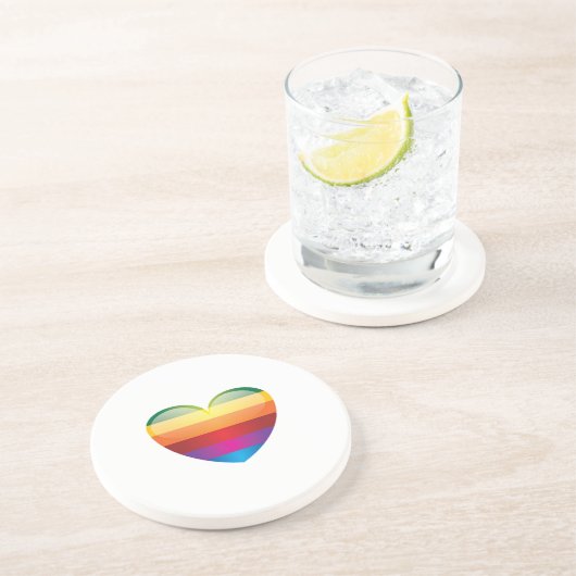 Rainbow Heart Zandsteen Onderzetter (Zijkant)