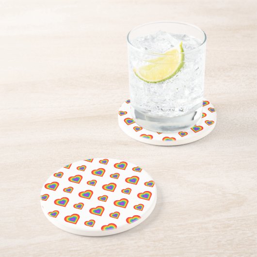 Rainbow Heart Zandsteen Onderzetter (Zijkant)