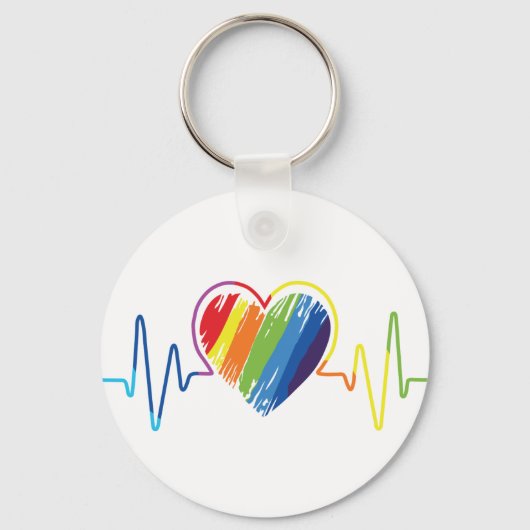 Rainbow Heartbeat | Abstract kribbel Sleutelhanger (Voorkant)