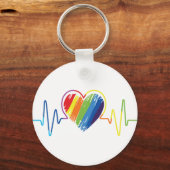 Rainbow Heartbeat | Abstract kribbel Sleutelhanger (Achterkant)