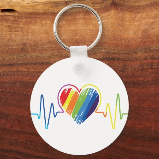 Rainbow Heartbeat | Abstract kribbel Sleutelhanger (Voorkant)