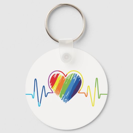 Rainbow Heartbeat | Abstract kribbel Sleutelhanger (Achterkant)