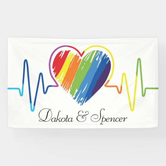 Rainbow Heartbeat | Abstract kribbel Spandoek (Horizontaal)