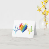 Rainbow Heartbeat | Foto Gay Pride Scribble Heart Kaart (Gele Bloem)