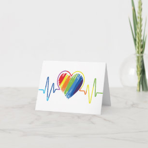 Rainbow Heartbeat   Foto Gay Pride Scribble Heart Kaart