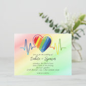 Rainbow Heartbeat | Paint Scribble Heart Wedding Kaart (Staand voorkant)