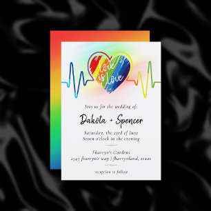 Rainbow Heartbeat Scribble Heart Love is Love Kaart