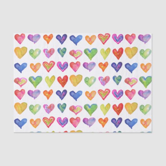 Rainbow Hearts, 10 lb-papier, wit Tissuepapier (Voorkant)