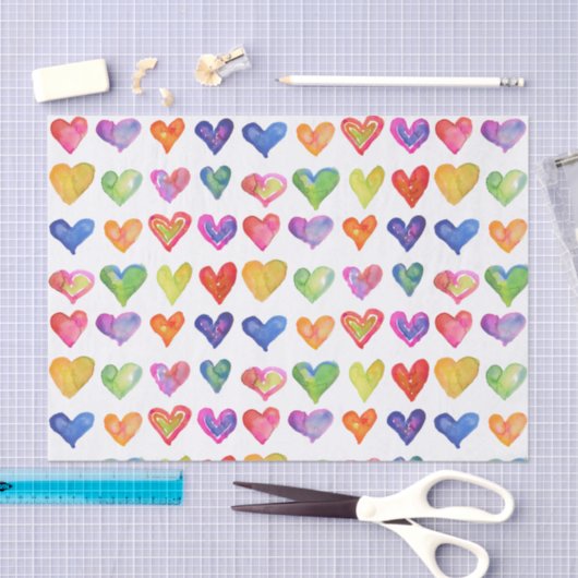 Rainbow Hearts, 10 lb-papier, wit Tissuepapier (Craft)