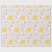 Rainbow Hearts 1st Verjaardag Custom Naam Geel Cadeaupapier (Vlak)