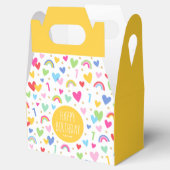 Rainbow Hearts 1st Verjaardag Party Naam Geel Bedankdoosjes (Geopend)