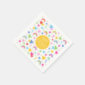 Rainbow Hearts 1st Verjaardag Party Naam Geel Servet (Hoek)