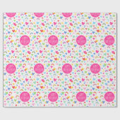 Rainbow Hearts 2e verjaardag aangepaste naam roze Cadeaupapier (Vlak)