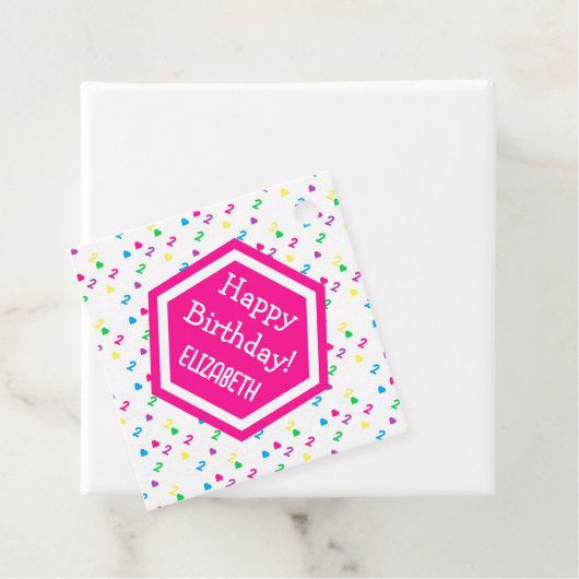 Rainbow Hearts 2e verjaardag Bedankjes Labels (In situ)