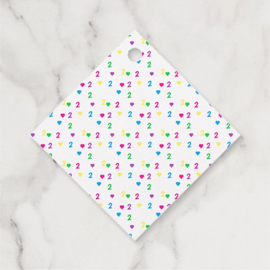 Rainbow Hearts 2e verjaardag Bedankjes Labels (Achterkant)