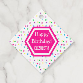 Rainbow Hearts 2e verjaardag Bedankjes Labels