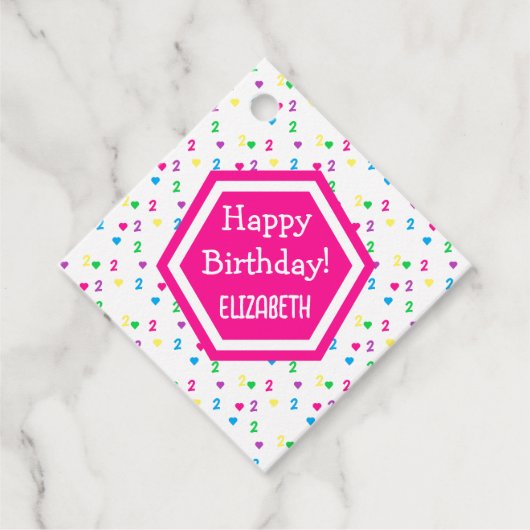 Rainbow Hearts 2e verjaardag Bedankjes Labels (Voorkant)