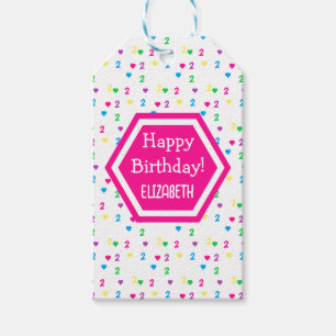 Rainbow Hearts 2e verjaardag Cadeaulabel