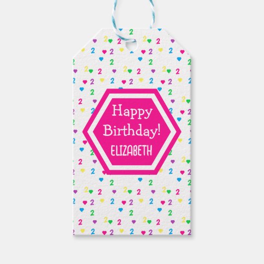 Rainbow Hearts 2e verjaardag Cadeaulabel (Voorkant)