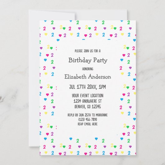 Rainbow Hearts 2e verjaardag Kaart (Voorkant)