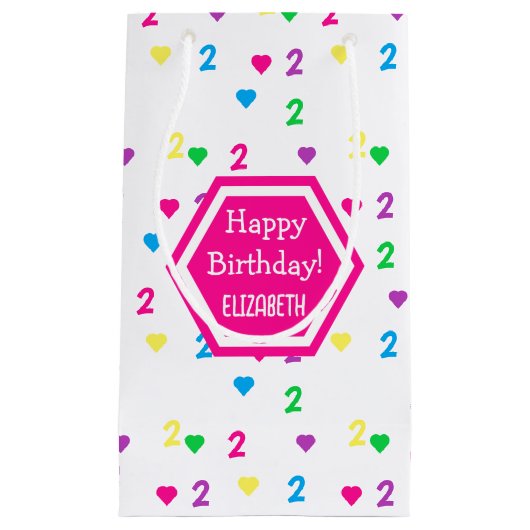 Rainbow Hearts 2e verjaardag Klein Cadeauzakje (Voorkant)