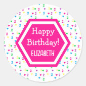 Rainbow Hearts 2e verjaardag Ronde Sticker (Voorkant)