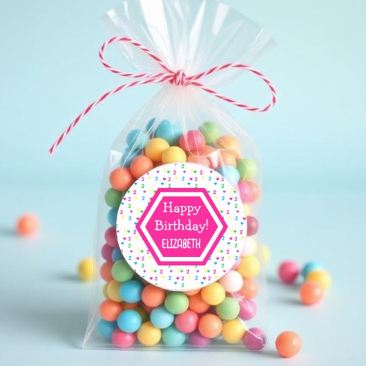 Rainbow Hearts 2e verjaardag Ronde Sticker