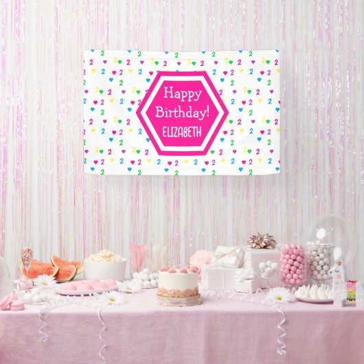 Rainbow Hearts 2e verjaardag Spandoek (Feest)