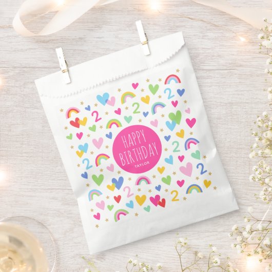 Rainbow Hearts 2e verjaardagsfeestje aangepaste na Bedankzakje (Geknipt)