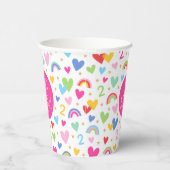 Rainbow Hearts 2e verjaardagsfeestje aangepaste na Papieren Bekers (Rechts)