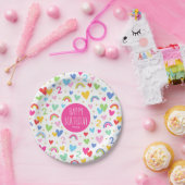 Rainbow Hearts 2e verjaardagsfeestje aangepaste na Papieren Bordje (Feest)