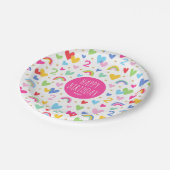 Rainbow Hearts 2e verjaardagsfeestje aangepaste na Papieren Bordje (Gekanteld)