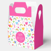 Rainbow Hearts 2nd Birthday Party Naam Roze Bedankdoosjes (Geopend)