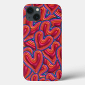 Rainbow Hearts 3D Opgeblazen Puffy IPhone Case (Achterkant)