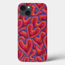 Rainbow Hearts 3D Opgeblazen Puffy IPhone Case