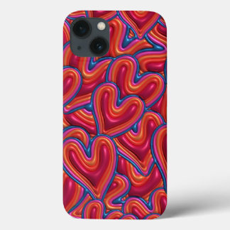 Rainbow Hearts 3D Opgeblazen Puffy IPhone Case