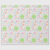 Rainbow Hearts 3e verjaardag aangepaste naam groen Cadeaupapier (Vlak)