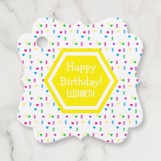 Rainbow Hearts 3e verjaardag Bedankjes Labels (Voorkant)