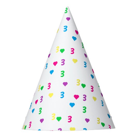 Rainbow Hearts 3e verjaardag Feesthoedjes (Voorkant)