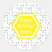 Rainbow Hearts 3e verjaardag Ronde Sticker (Voorkant)